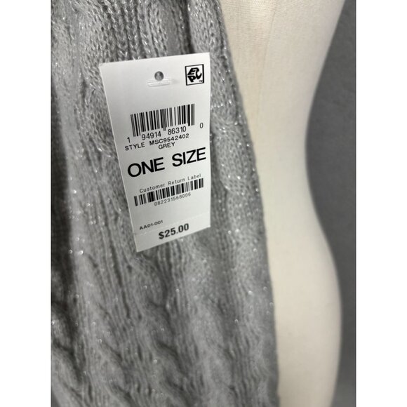 Style & Co Women's Ribbed Edge Shine Cable Knit Scarf Gray One Size New With Tag - Picture 5 of 7